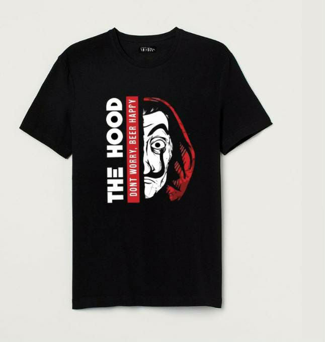 The Hood – Don’t Worry, Beer Happy Authentic Cotton Black T-Shirt