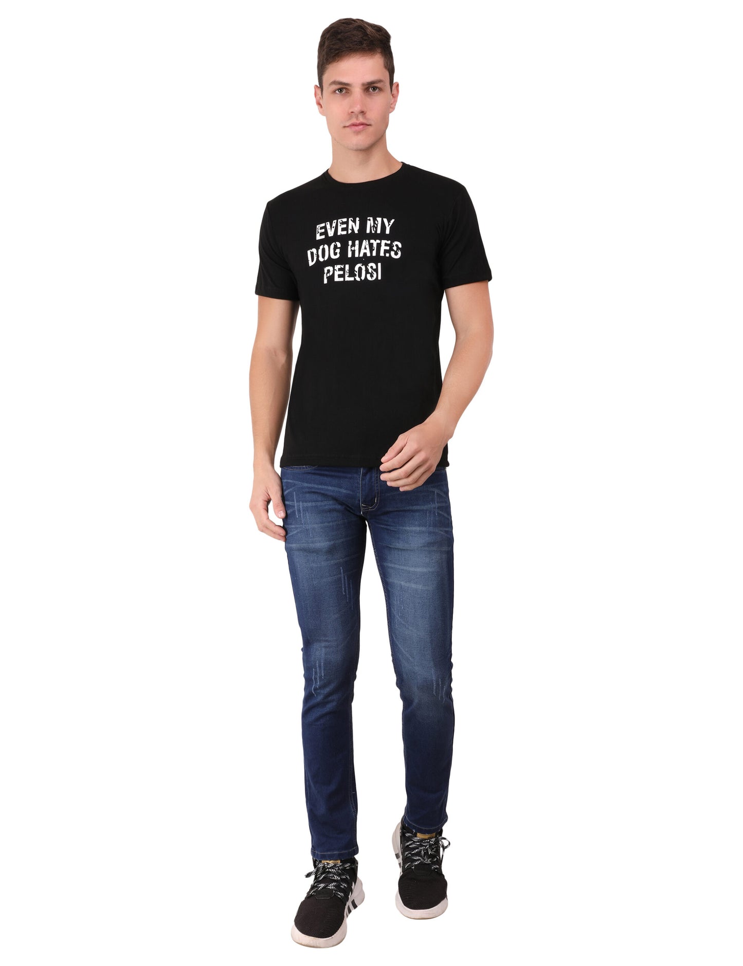 Even My Dog Hates Pelosi Authentic Cotton Black T-Shirt