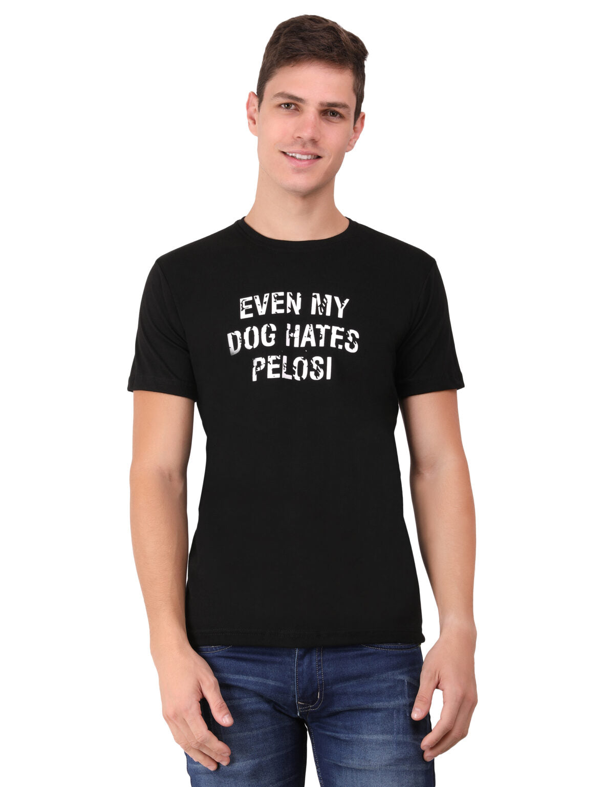 Even My Dog Hates Pelosi Authentic Cotton Black T-Shirt