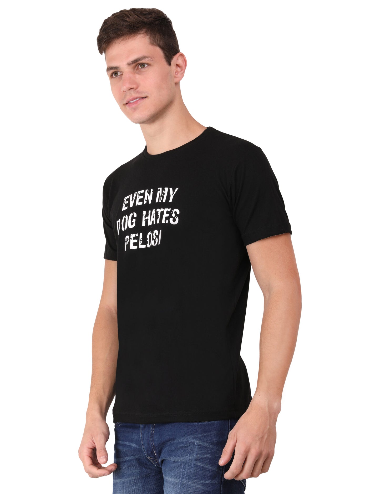 Even My Dog Hates Pelosi Authentic Cotton Black T-Shirt