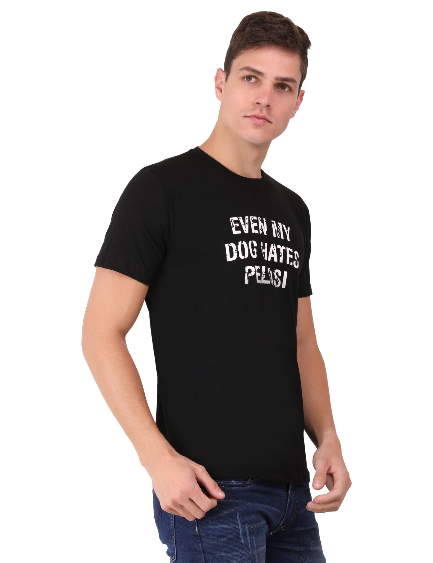Even My Dog Hates Pelosi Authentic Cotton Black T-Shirt