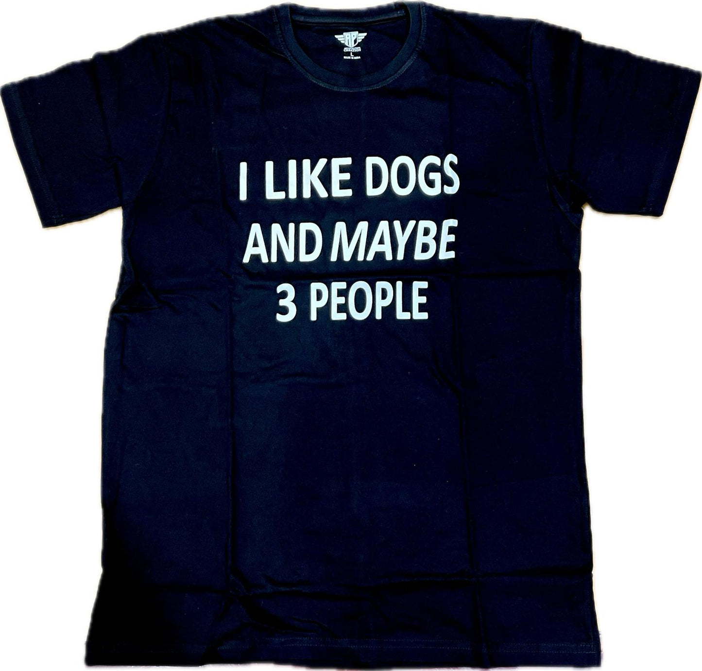I Like Dogs and Maybe 3 People Authentic Cotton Black T-Shirt