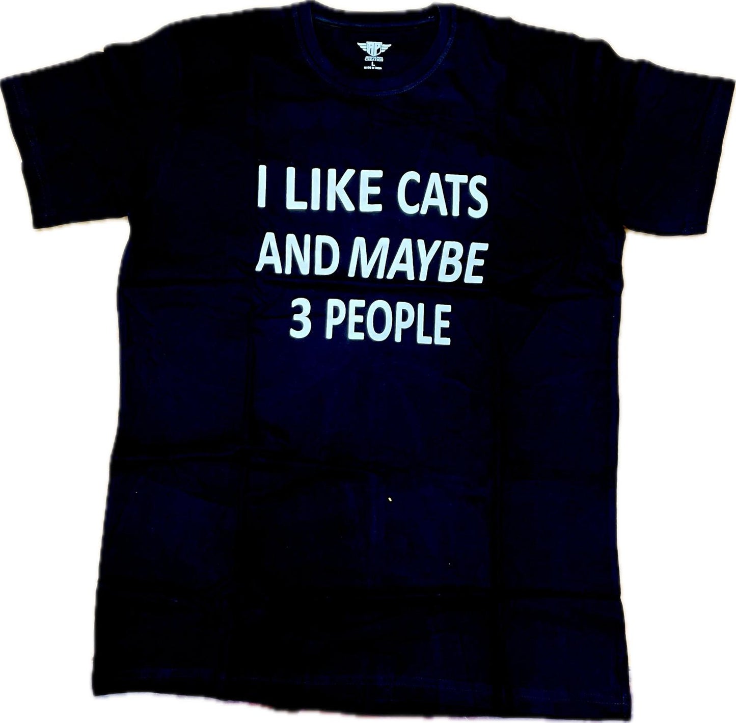 I Like Cats and Maybe 3 People Authentic Cotton Black T-Shirt
